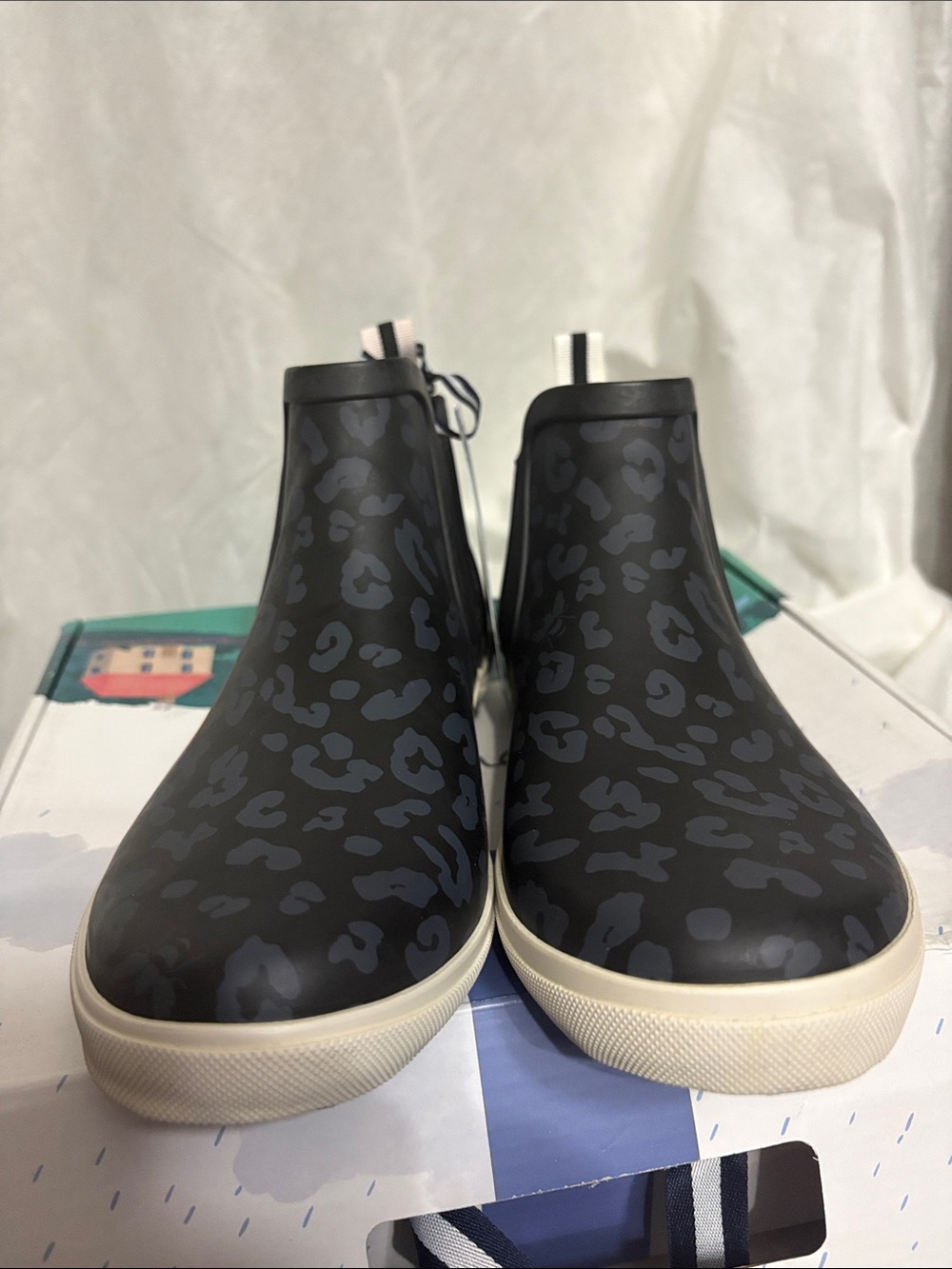 Joules Leopard-Print Ankle Rain Boots size US 9 NWT